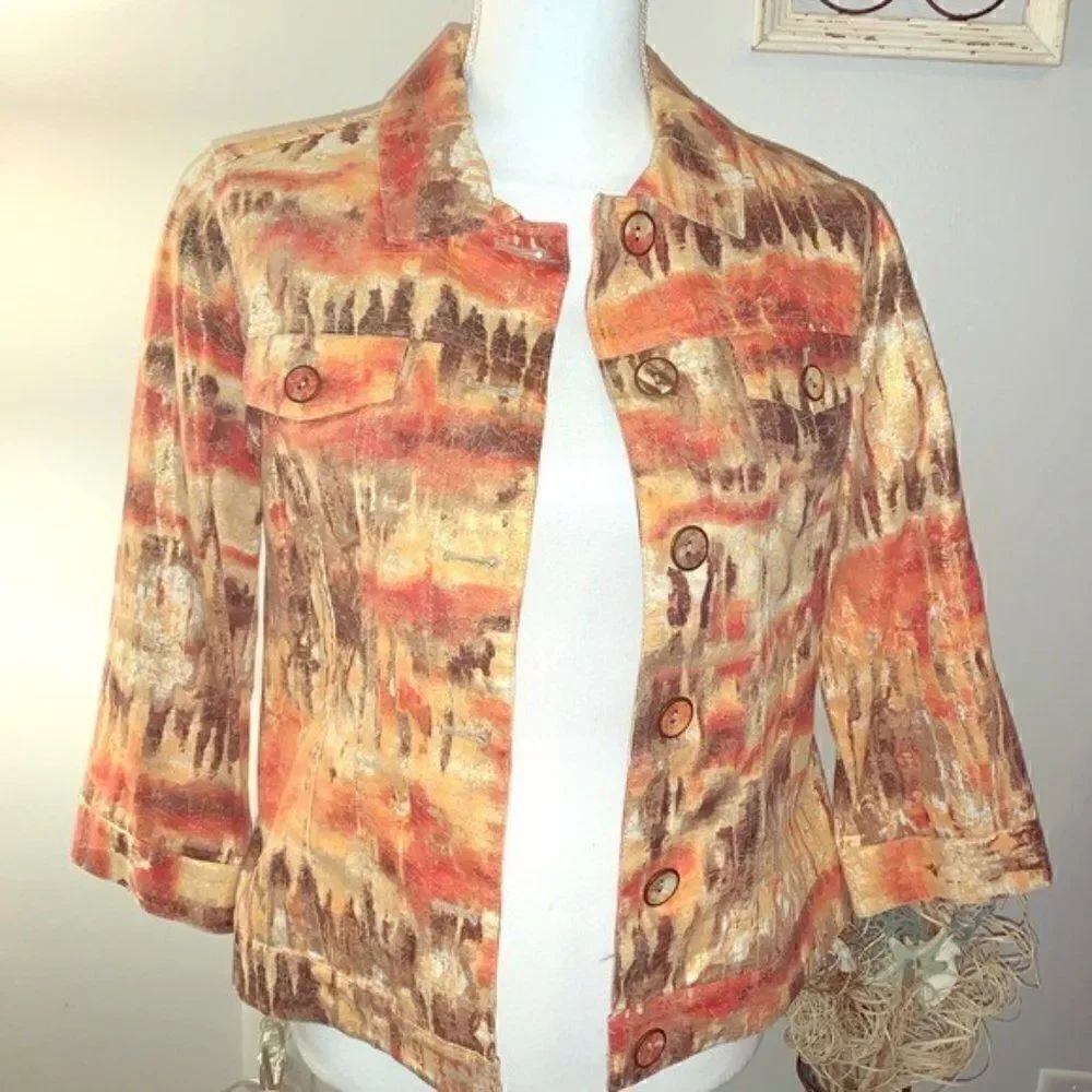 Chico’s Aztec Southwestern Design Jacket Size XS